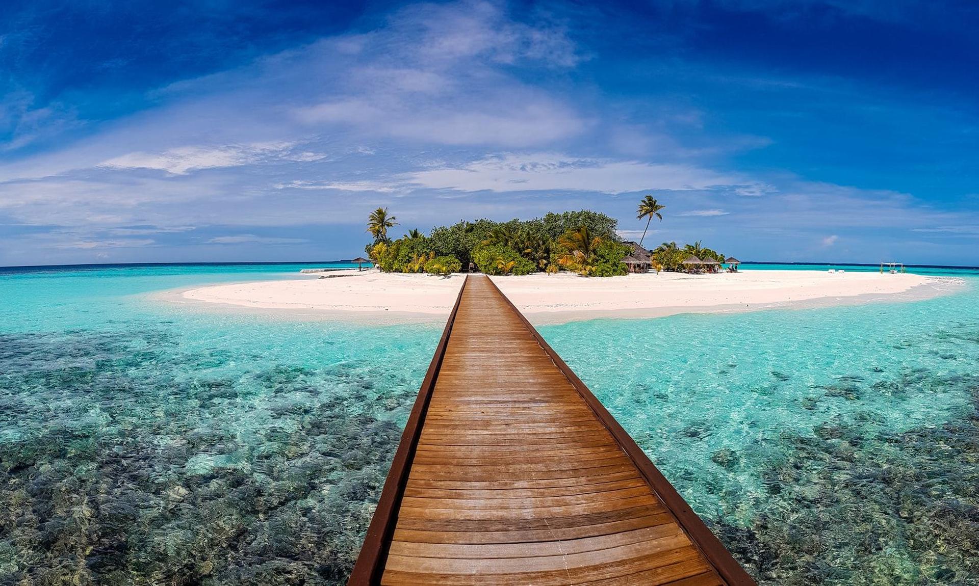 Jetty leading to a private island